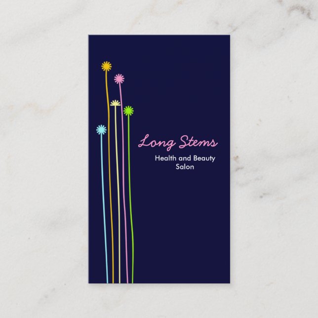 Long Stems II - Navy Blue Business Card (Front)