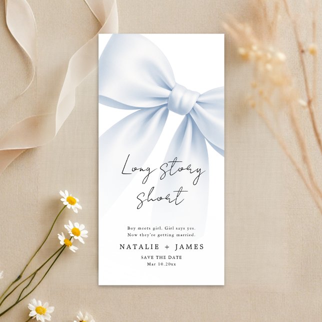 Long Story Short | Elegant Bow Bookmark Wedding Save The Date (Creator Uploaded)