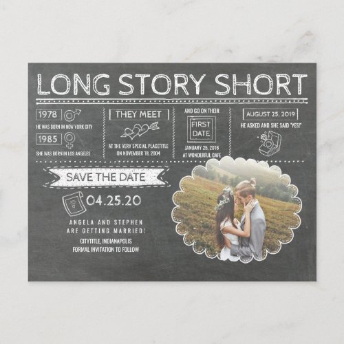 Long Story Short | Funny | Photo Save the Date Announcement Postcard