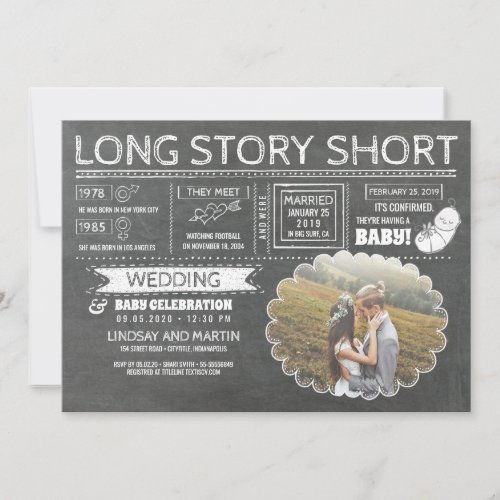 Long Story Short  Wedding and Baby Celebration Save The Date
