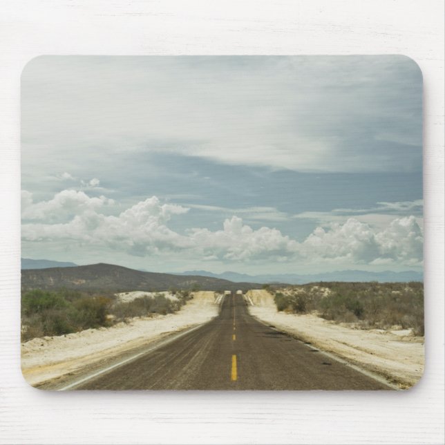 Long Straight Road Through Mexican Baja Landscape Mouse Pad (Front)
