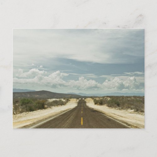 Long Straight Road Through Mexican Baja Landscape Postcard