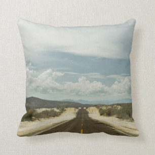 Long Straight Road Through Mexican Baja Landscape Throw Pillow