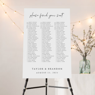 Long Table Seating Chart Minimal Wedding Sign