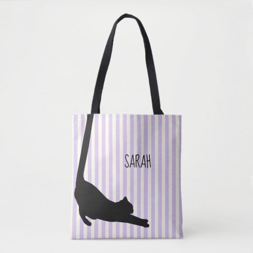 Long Tail Black Cat All Over Print Tote