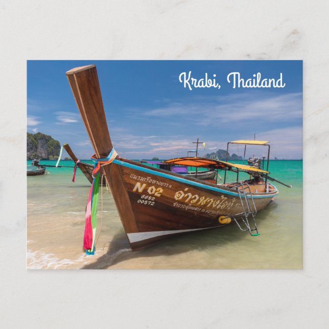 Long tail boat, Krabi, Thailand Holiday Postcard (Front)