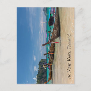 Long tail boats on Ao Nang Beach, Krabi, Thailand Postcard