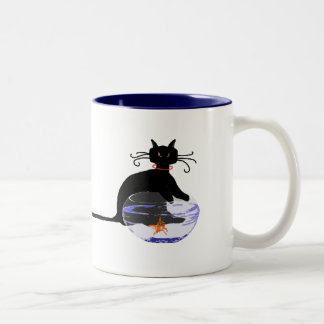 Long Tail Cat Gone Fishin' Two-Tone Coffee Mug