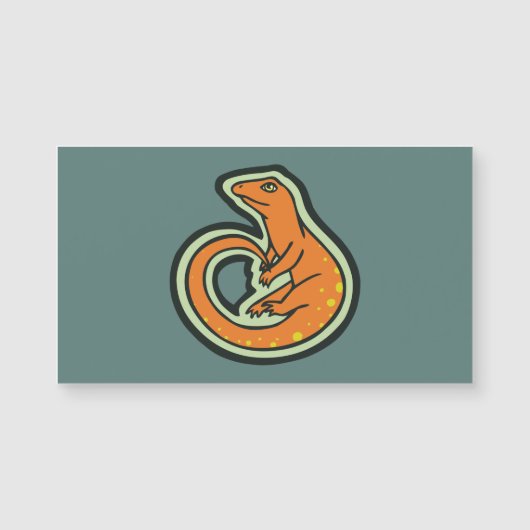 Long Tail Orange Lizard With Spots Drawing Design (Front)
