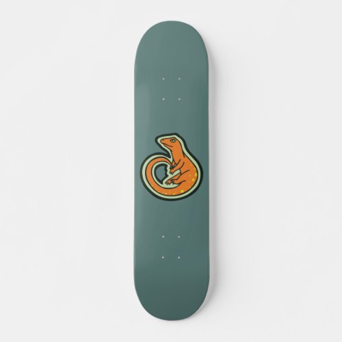 Long Tail Orange Lizard With Spots Drawing Design Skateboard