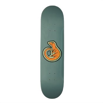 Long Tail Orange Lizard With Spots Drawing Design Skateboard by AliciaMarieArt at Zazzle