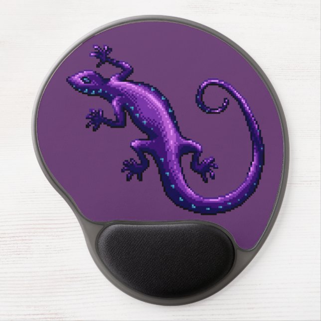 Long Tail Purple Lizard Blue Spots Pixel Gel Mouse Pad (Front)
