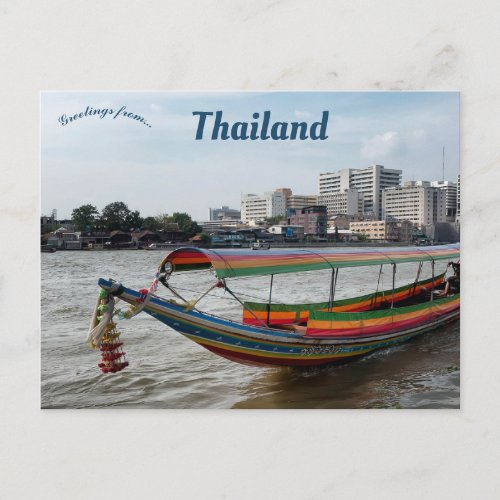 Long_Tailed Boat in Bangkok Thailand Postcard