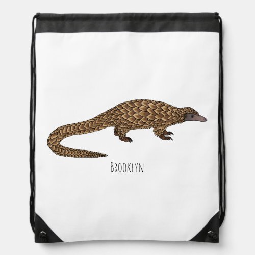 Long_tailed pangolin cartoon illustration drawstring bag