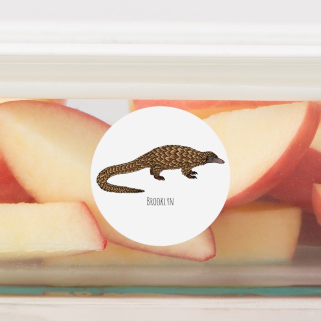 Long-tailed pangolin cartoon illustration  labels (Affixed)