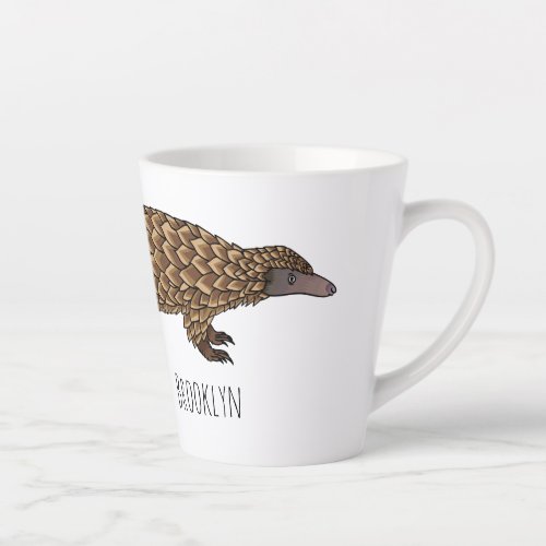 Long_tailed pangolin cartoon illustration  latte mug