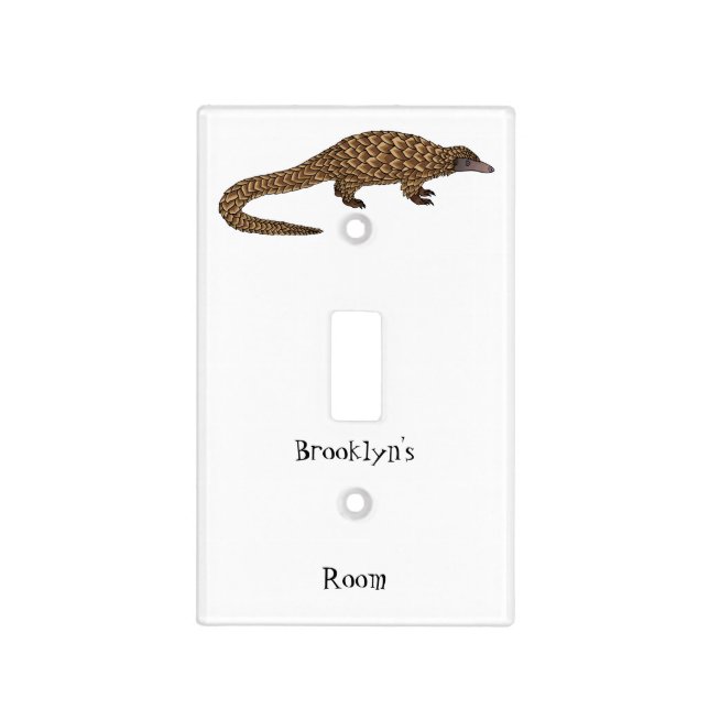 Long-tailed pangolin cartoon illustration  light switch cover (Front)