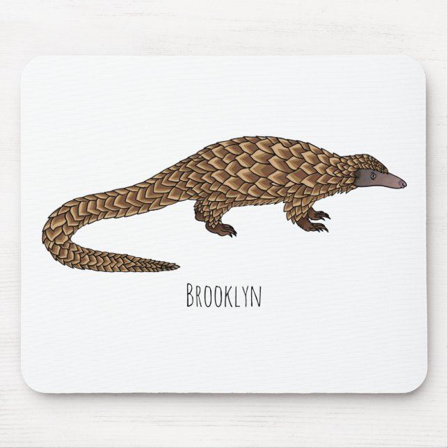 Long-tailed pangolin cartoon illustration mouse pad (Front)