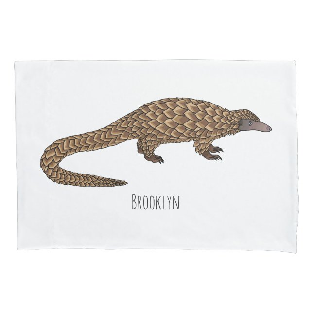 Long-tailed pangolin cartoon illustration pillow case (Front)