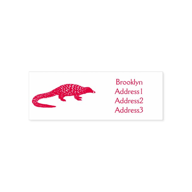 Long-tailed pangolin cartoon illustration  self-inking stamp (Design)