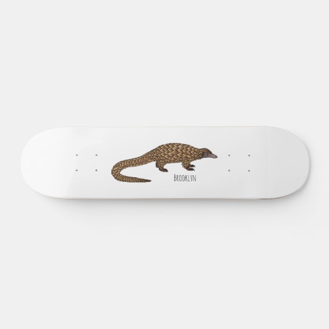Long-tailed pangolin cartoon illustration skateboard (Horz)