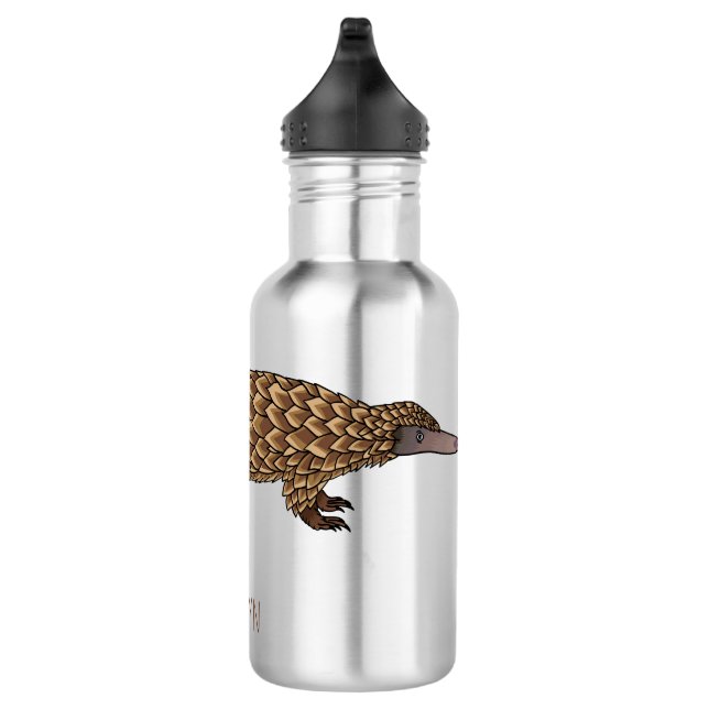 Long-tailed pangolin cartoon illustration stainless steel water bottle (Right)