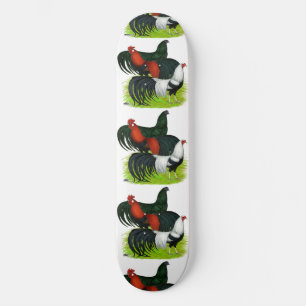 Long-tailed Rooster Trio Skateboard Deck