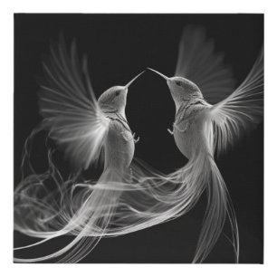Long-tailed Sylphs in Love, A Beautiful and Flowin Faux Canvas Print