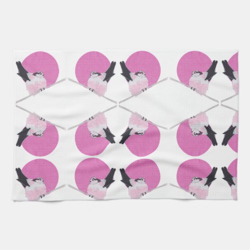 Long_Tailed Tit Mirror Pattern Kitchen Towel