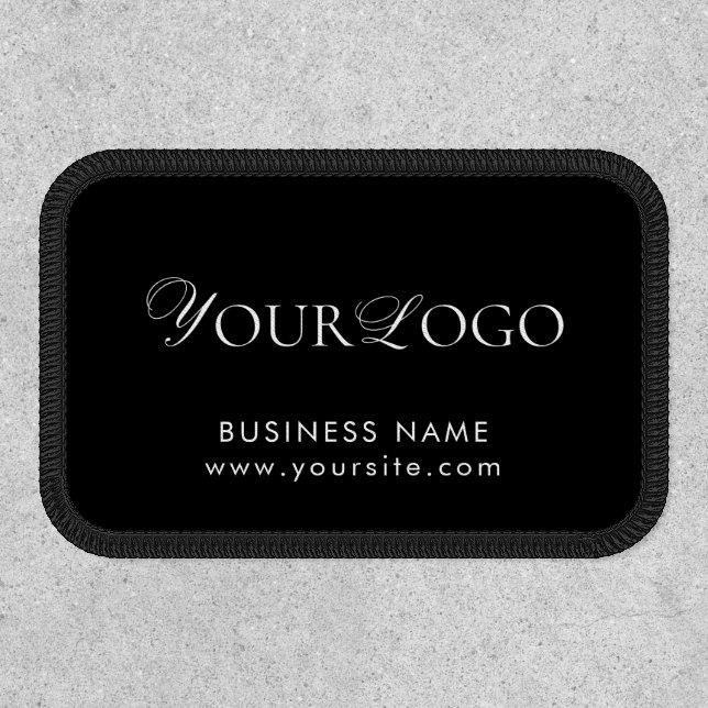 Long Thin Black Professional Corporate Custom Logo Patch (Front)
