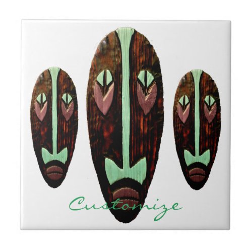 Long Tiki Mask Thunder_Cove Ceramic Tile