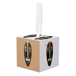 Long Tiki Mask Thunder_Cove Cube Ornament