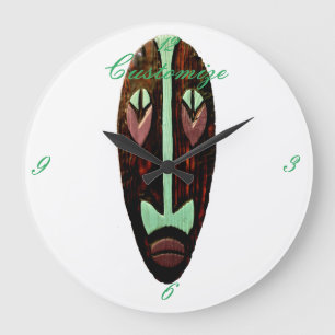 Long Tiki Mask Thunder_Cove Large Clock