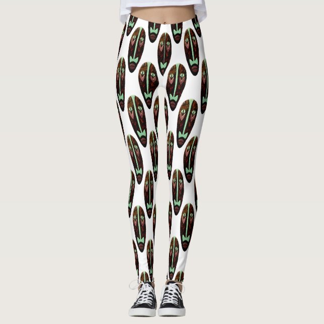 Long Tiki Mask Thunder_Cove Leggings (Front)