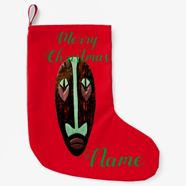 Long Tiki Mask Thunder_Cove Small Christmas Stocking (Front)