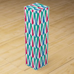 Long Triangles Art Deco Look Wine Gift Box<br><div class="desc">A chic geometric pattern with an art deco motif. Colors are cornflower blue,  teal,  deep pink and white.</div>