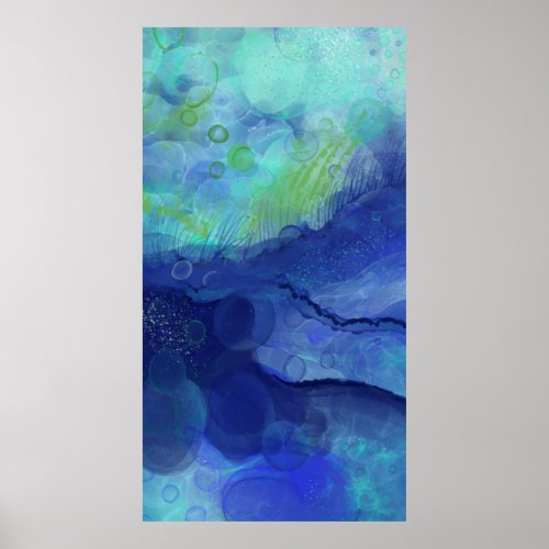 Long Vertical Abstract Underwater Painting Poster