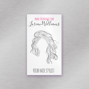 Long wavy hair  Hairstyling branding Business Card Magnet