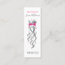Long wavy hair with a bow  Hairstyling branding Mini Business Card