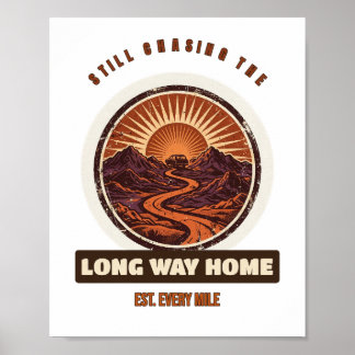 Long Way Home Retro Badge for Reading Corners Poster