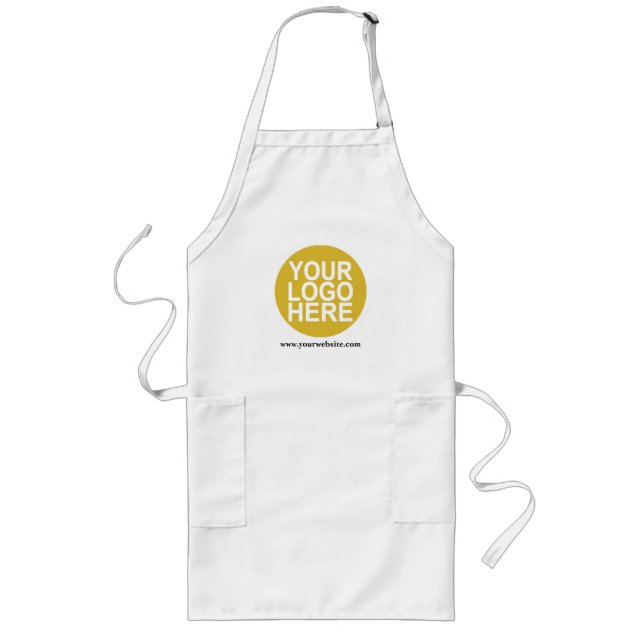 Long White Apron with Company Logo Promotional (Front)