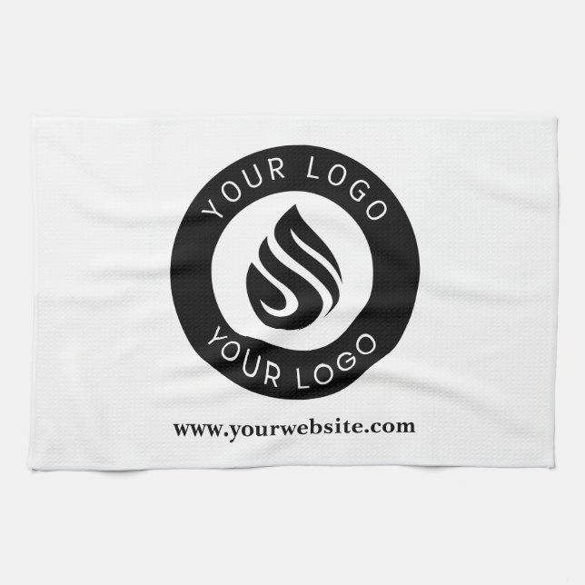 Long White Apron with Company Logo Promotional Kitchen Towel (Horizontal)
