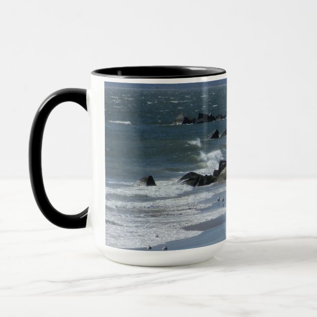 Long winter walks on the beach mug (Left)