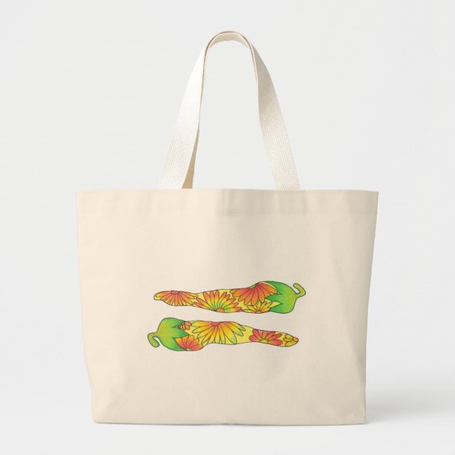 Long Yellow Peppers Large Tote Bag (Front)