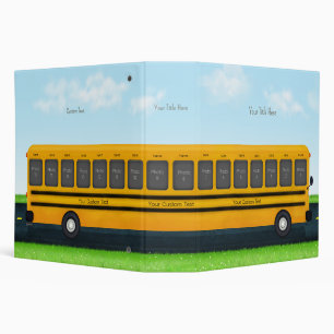 Long Yellow School Bus 16 Photo Custom 2 Inch 3 Ring Binder