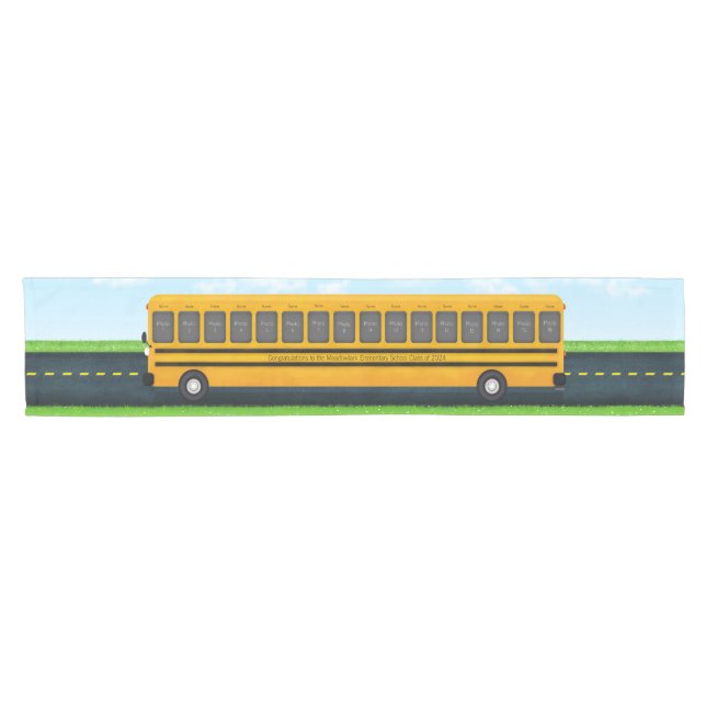 Long Yellow School Bus 16 Photos Graduation Party Short Table Runner (Horizontal)