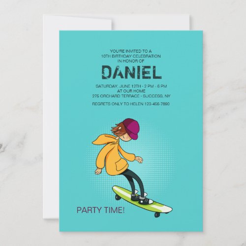 Longboard Boy Invitation