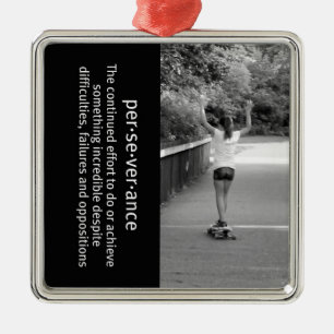 Longboard Girl Perseverance Metal Ornament
