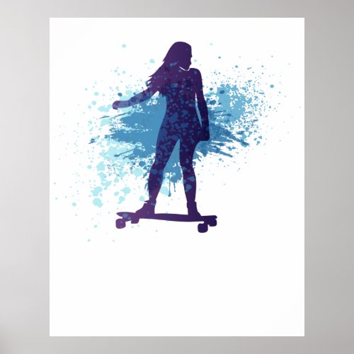 Longboard girl Urban  Lifestyle Poster