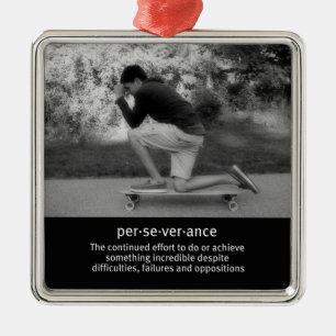 Longboard Pose and Quote Metal Ornament